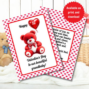 Valentine’s Day Teddy Bear Card Poem For Grandbaby