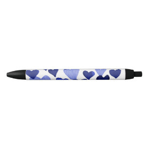 Valentine’s Day Watercolor Hearts – blue Pen