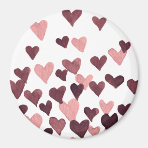 Valentine’s Day Watercolor Hearts – dark pink Magnet
