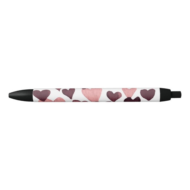 Valentine’s Day Watercolor Hearts – dark pink Pen (Front)