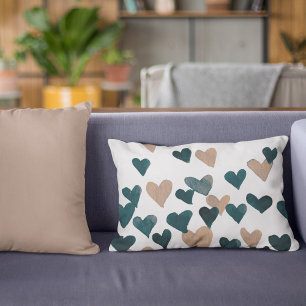 Valentine’s Day Watercolor Hearts – neutral Accent Pillow