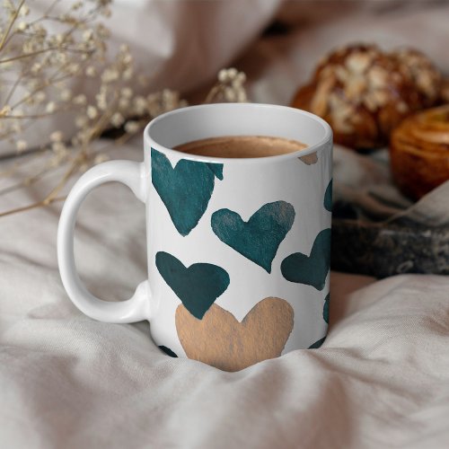 Valentines Day Watercolor Hearts  neutral Coffee Mug