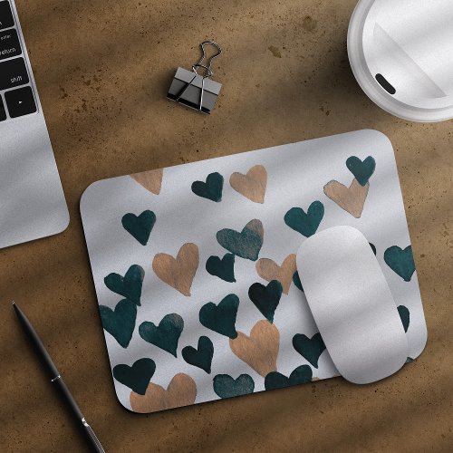Valentines Day Watercolor Hearts  neutral Mouse Pad