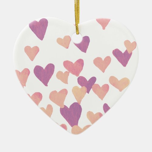 Valentines Day Watercolor Hearts  pastel pink Ceramic Ornament