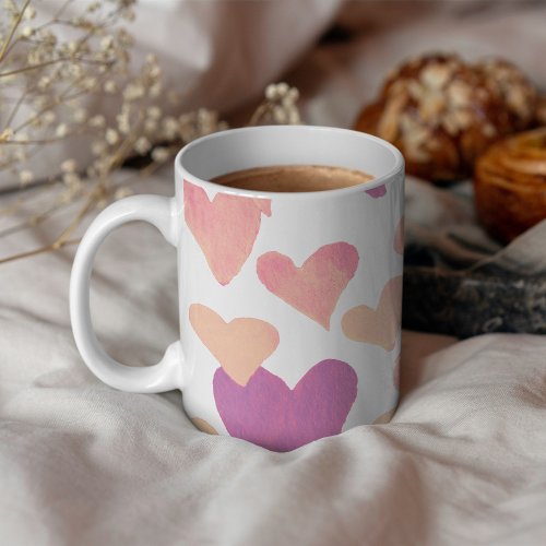 Valentines Day Watercolor Hearts  pastel pink Coffee Mug