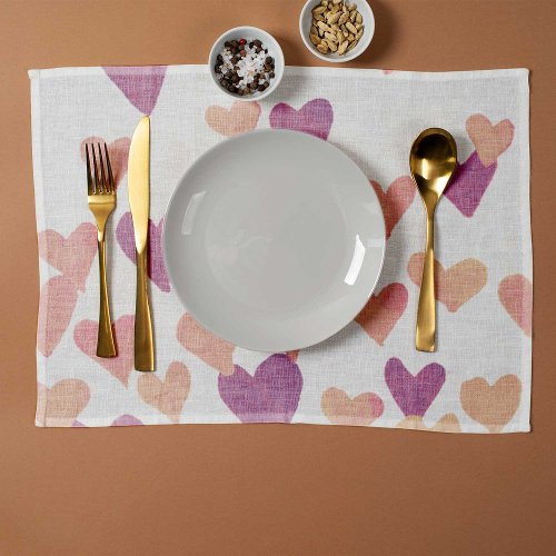 Valentines Day Watercolor Hearts  pastel pink Placemat