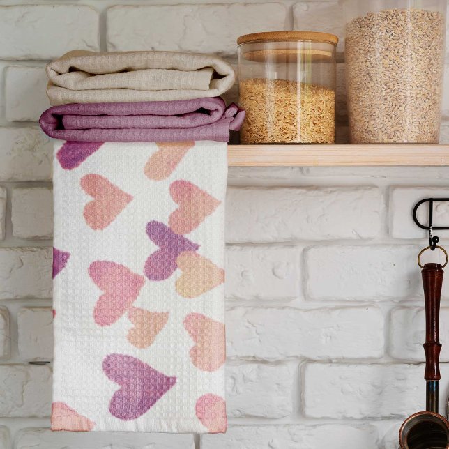 Valentine’s Day Watercolor Hearts – pastel pink Towel (Creator Uploaded)