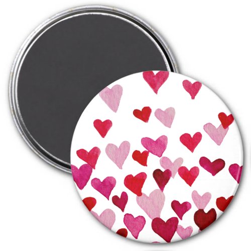 Valentines Day Watercolor Hearts  pink Magnet