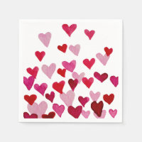 Valentine’s Day Watercolor Hearts – pink Napkin