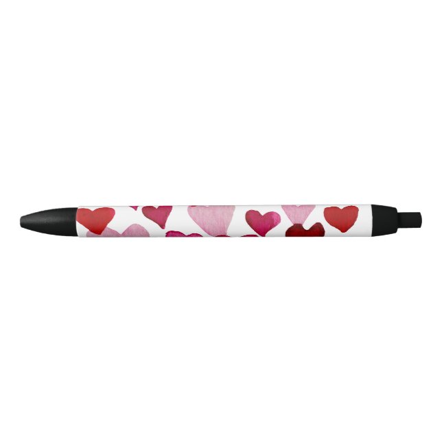 Valentine’s Day Watercolor Hearts – pink Pen (Front)