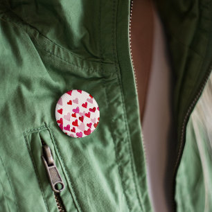 Valentine’s Day Watercolor Hearts – pink Pinback Button