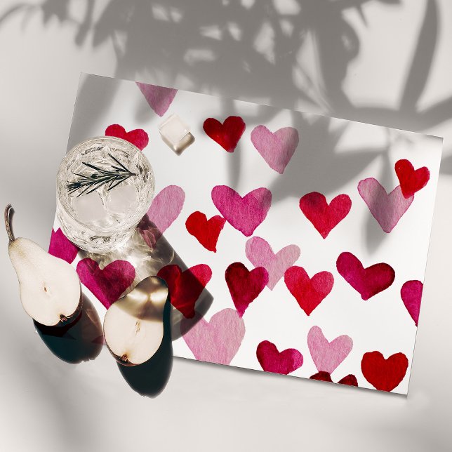 Valentine’s Day Watercolor Hearts – pink Placemat (Creator Uploaded)