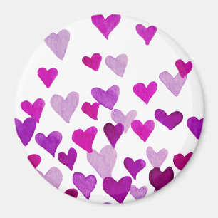 Valentine’s Day Watercolor Hearts – purple Magnet