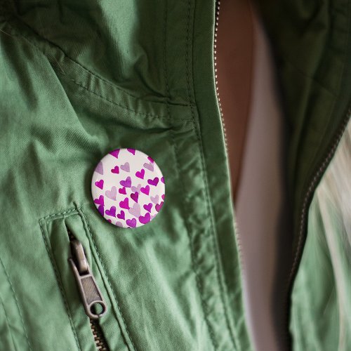 Valentines Day Watercolor Hearts  purple Pinback Button