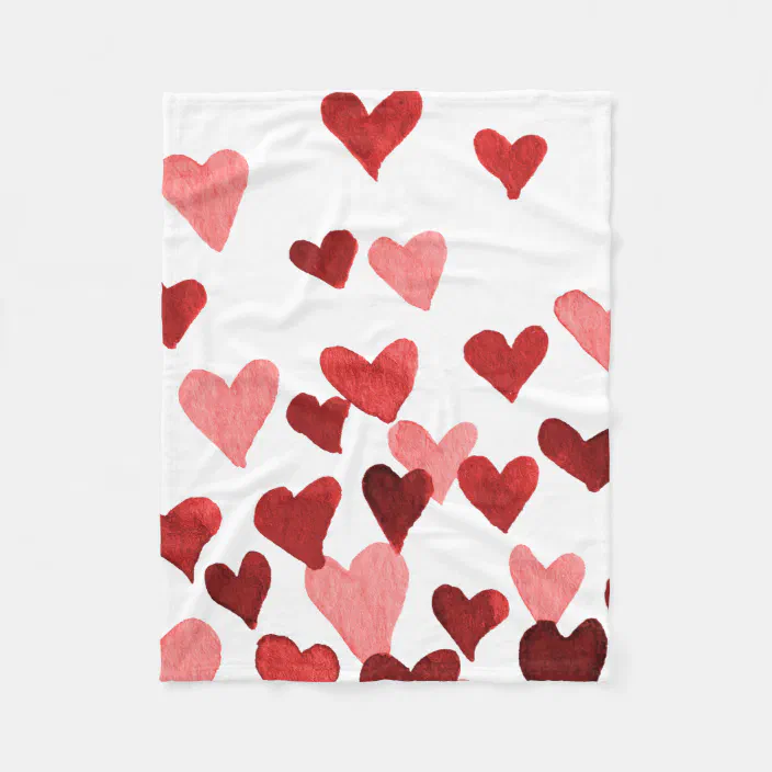 Red Valentines Throw Blanket |Pink and Red Hearts Soft Fleece Valentine’s Day Blanket for Couch Sofa Bed 50” x 60” Colorful Hearts 