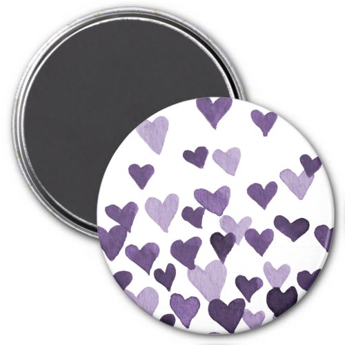 Valentines Day Watercolor Hearts  ultra violet Magnet