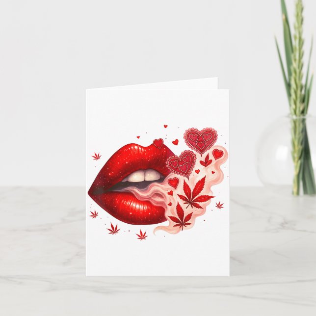 Valentine’s Day Weed Lover Stoner Babe  Card (Front)