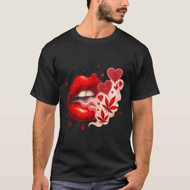 Valentine’s Day Weed Lover Stoner Babe  T-Shirt (Front)