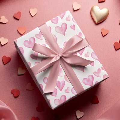 Valentine’s Day Wrapping Paper with Pink Hearts 