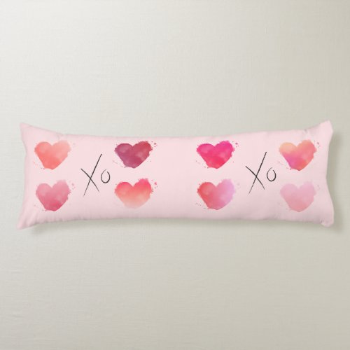 Valentines Day XO Hearts Pattern Pink Body Pillow