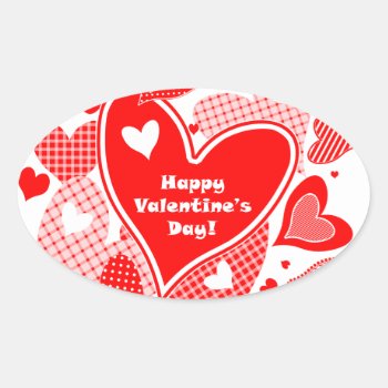 Valentine’s Hearts Oval Sticker by 85leobar85 at Zazzle