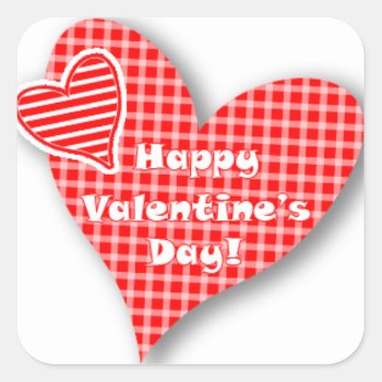 Valentine’s Hearts Square Sticker by 85leobar85 at Zazzle
