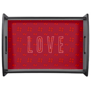 Valentine’s Red Hearts On Red Love 2 Serving Tray