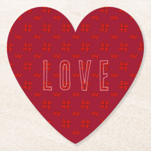 Valentine’s Red Hearts On Red Love Paper Coaster