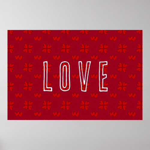 Valentines Red Hearts On Red Love  Poster