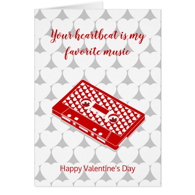 Valentine’s red retro audiotape cards (Front)