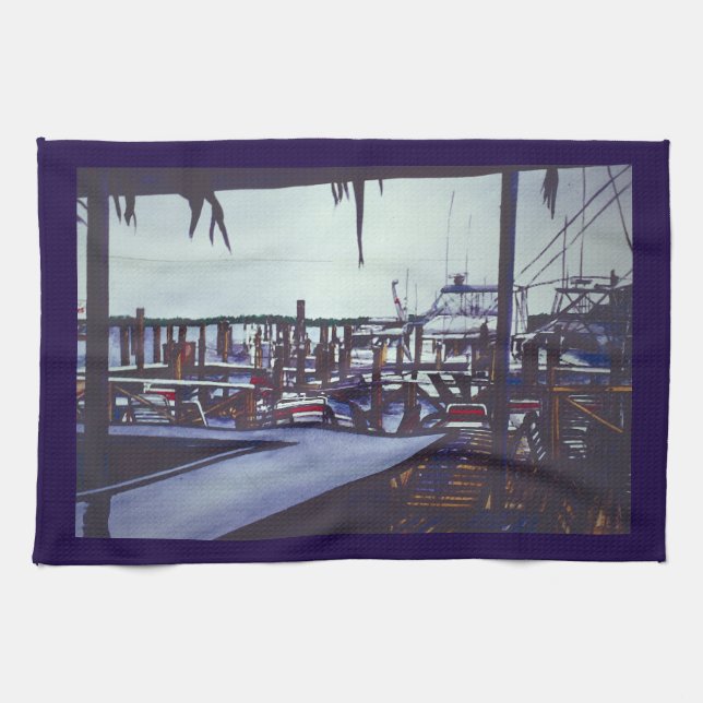 Valentine’s View, Harbor Island Kitchen Towel (Horizontal)