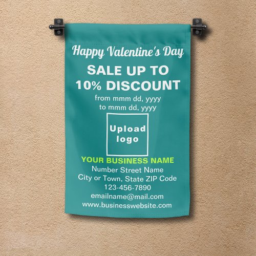 Valentine Sale on Single_Sided Print Teal Green Garden Flag