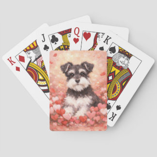 Valentine Schnauzer with Hearts Poker Cards