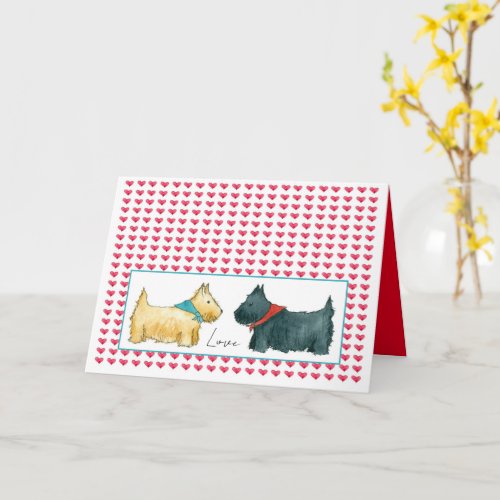 Valentine Scottie Dogs Love Scottish Terrier  Card