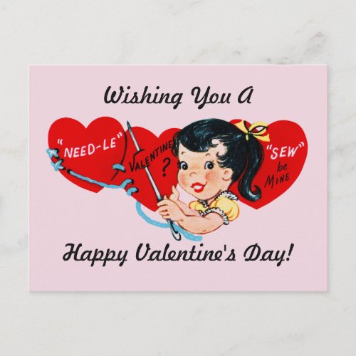 Valentine Sew Be Mine Holiday Postcard
