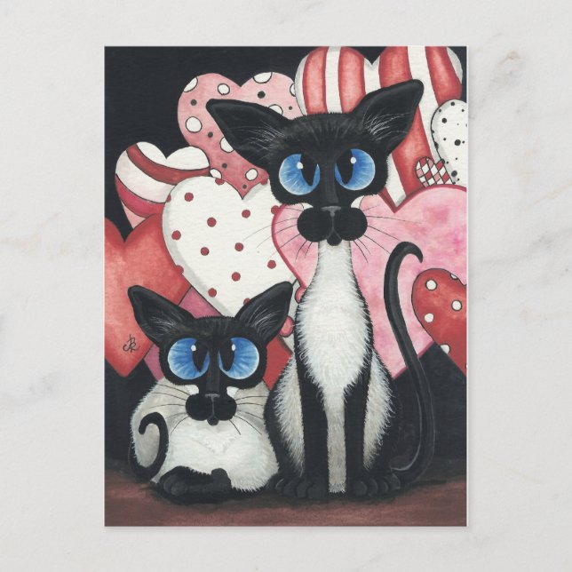 Valentine Siamese Cat - Love x's Two Holiday Postcard (Front)