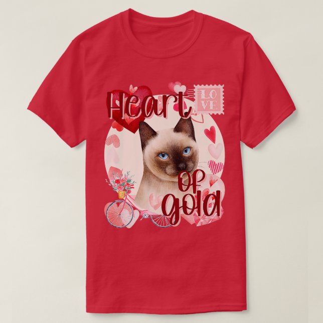 Valentine Siamese Cat Simply Cute Southern Colors  T-Shirt (Design Front)