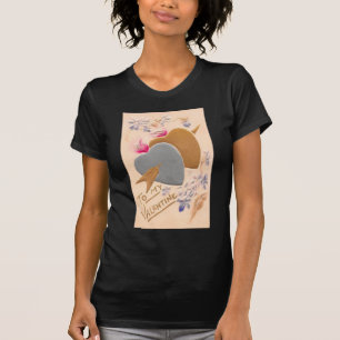 Valentine Silver and Gold Hearts Antique Postcard T-Shirt