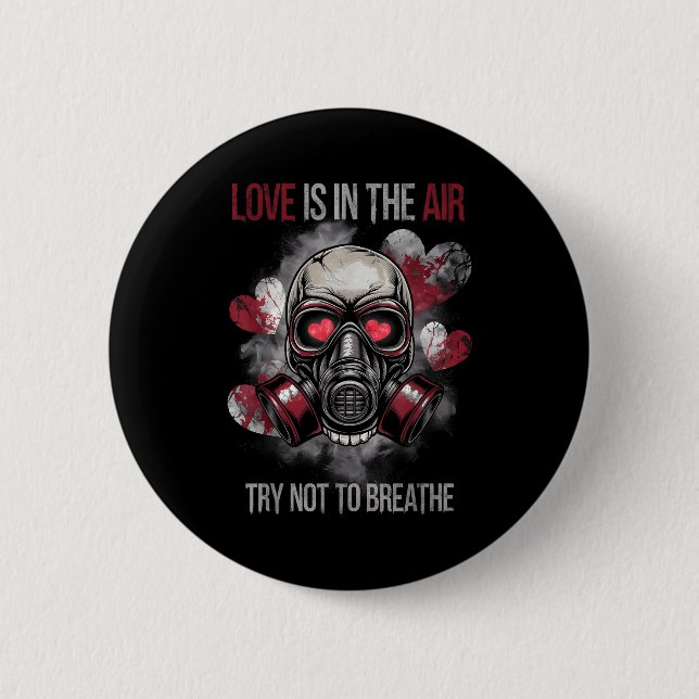 Valentine Skull Gas Mask Love Romance  Button (Front)
