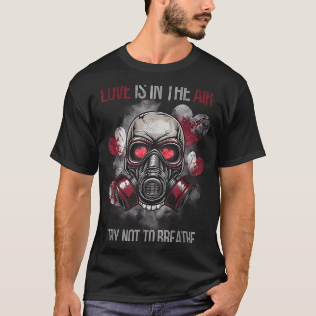 Valentine Skull Gas Mask Love Romance  T-Shirt (Front)