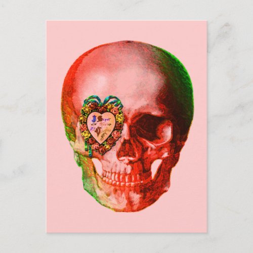 Valentine Skull Holiday Postcard
