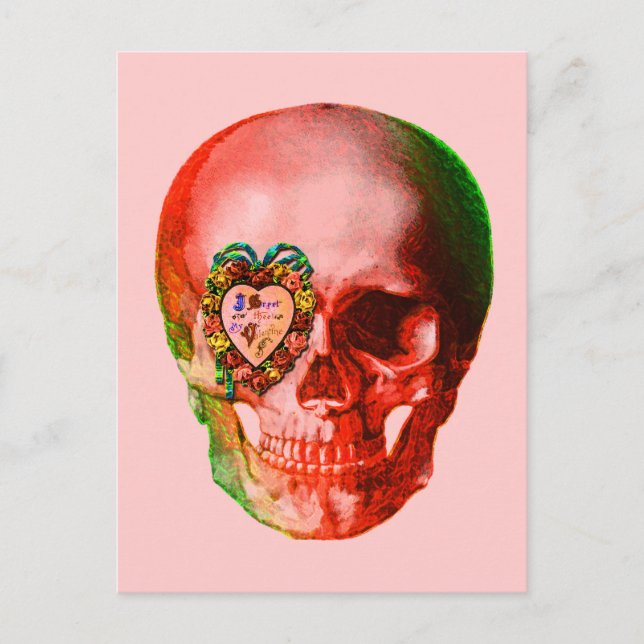 Valentine Skull Holiday Postcard (Front)