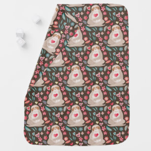 Valentine Sloth Pattern Baby Blanket