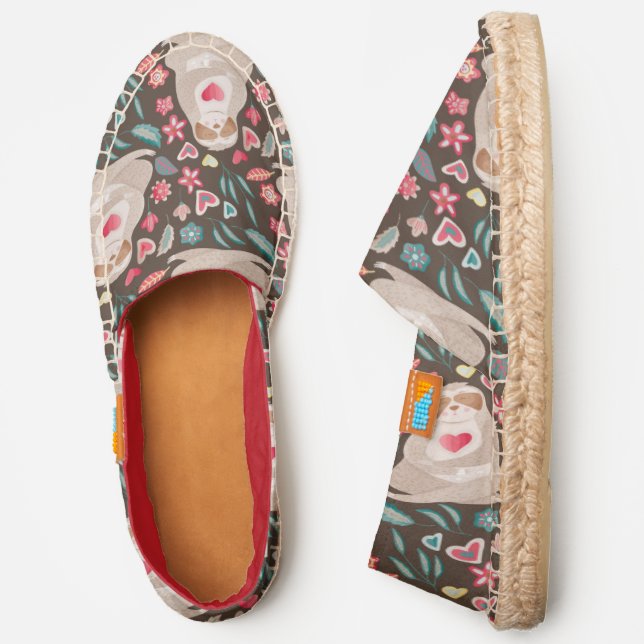 Valentine Sloth Pattern Espadrilles (Side)