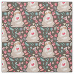 Valentine Sloth Pattern Fabric