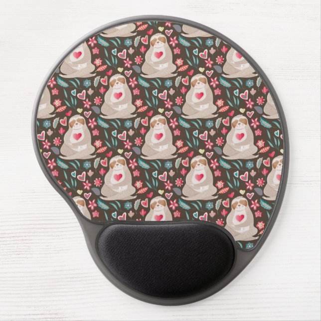 Valentine Sloth Pattern Gel Mouse Pad (Front)