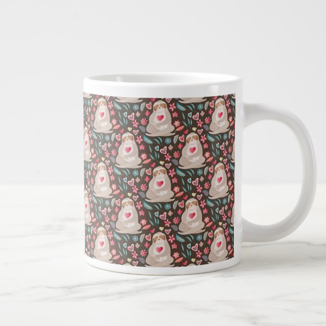 Valentine Sloth Pattern Giant Coffee Mug (Right)