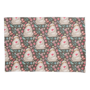 Valentine Sloth Pattern Pillow Case