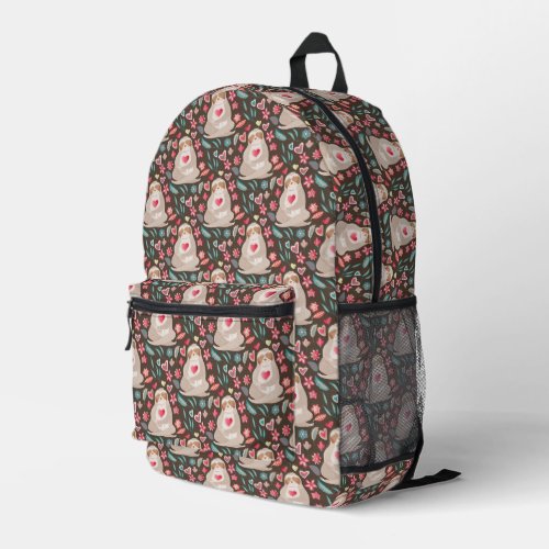 Valentine Sloth Pattern Printed Backpack