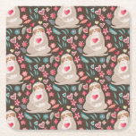 Valentine Sloth Pattern Square Paper Coaster